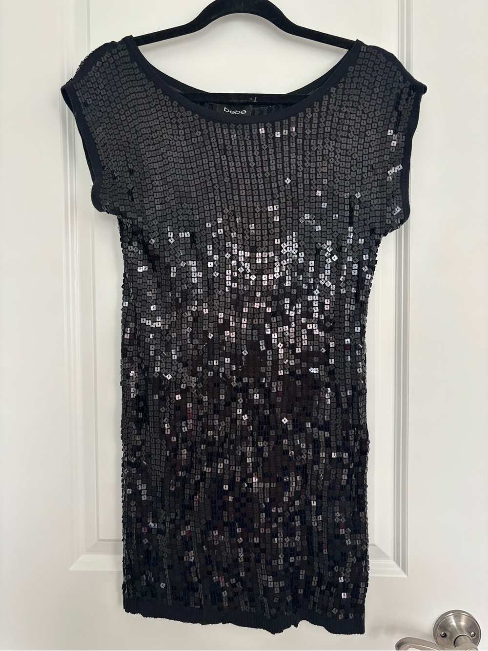 bebe Black Sequin Mini Dress